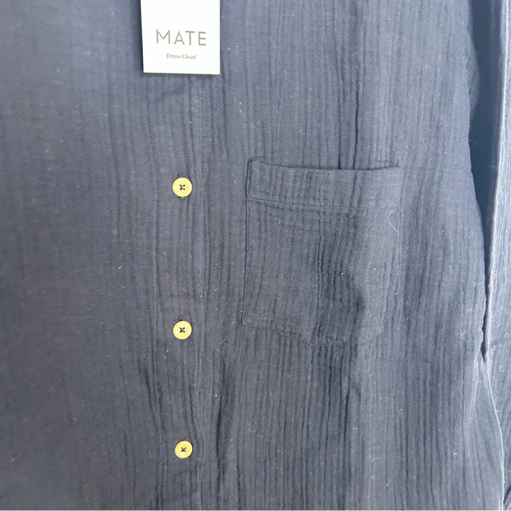 NWT MATE The Label 100% Organic Cotton Gauze Button Down Shirt in Black Size S